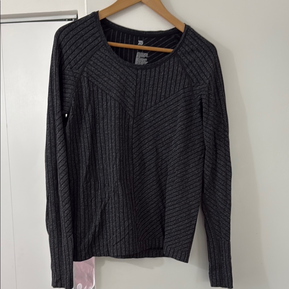 All In Motion Black and Gray Long Sleeved Athletic Top Size L